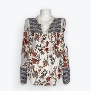 Ann Taylor LOFT Women Long Sleeve Blouse Floral Medium Lightweight mixed print